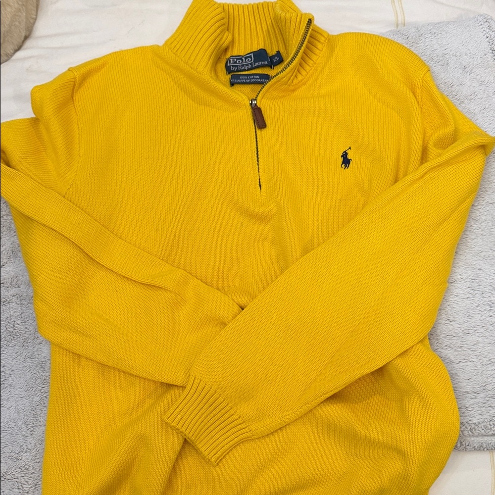 Polo by Ralph Lauren Men's Bright Yellow Zip-Up Sweater